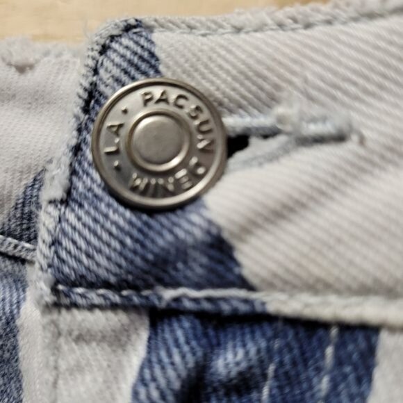 Vintage 90s PacSun Junior's Size 27 Retro Cut off Denim Shorts Mom Jean Striped - Picture 7 of 10